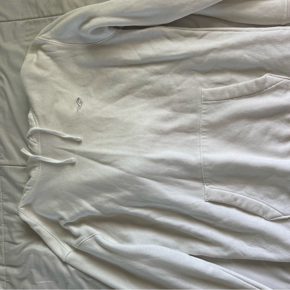 Hollister Cream Hoodie with Label Detail